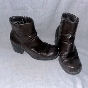 Brown leather booties